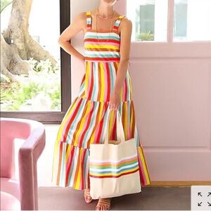 J. Crew Rainbow Stripe Maxi Dress AP172 - 100% Cotton